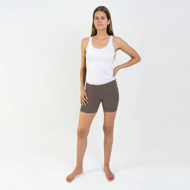Women's Organic Pima Cotton Biker Shorts - Ash Brown