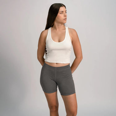 Women's Organic Pima Cotton Biker Shorts - Faded Dark Gray
