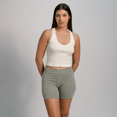 Women's Organic Pima Cotton Biker Shorts - Light Olive