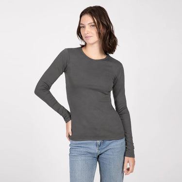 Women's Organic Pima Cotton Long Sleeve Shirt - Faded Dark Gray