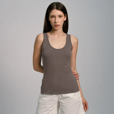 Women's Organic Pima Cotton Tank Top - Ash Brown