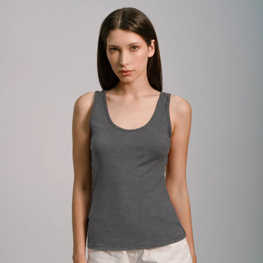 Women's Organic Pima Cotton Tank Top - Faded Dark Gray