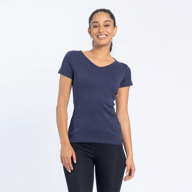 Women's Organic Pima Cotton V-Neck T-Shirt - Deep Cobalt