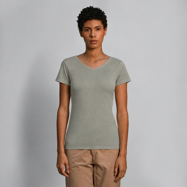 Women's Organic Pima Cotton V-Neck T-Shirt - Light Olive