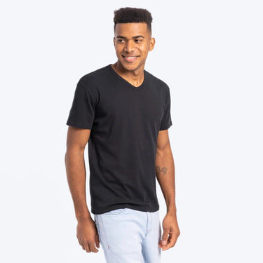 Men's Organic Pima Cotton V-Neck T-Shirt color Black