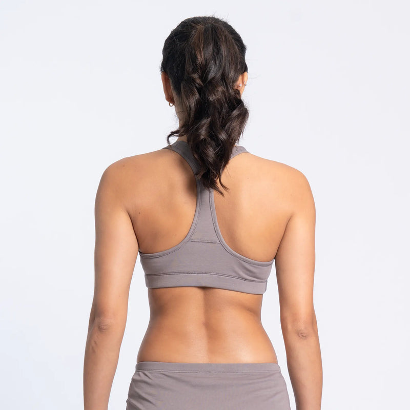 womens comfortable fit sports bra color natural gray