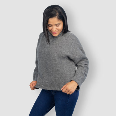 womens natural fiber alpaca turtleneck sweater color undyed cocoa