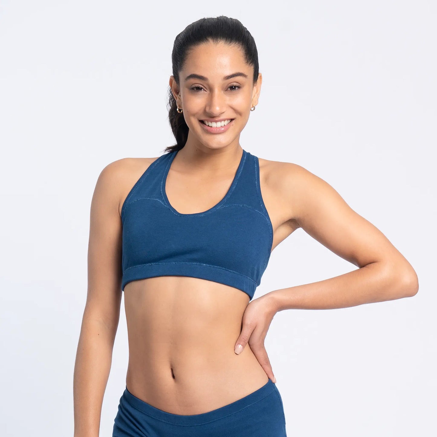 Women's Organic Pima Cotton Bralette color natural blue