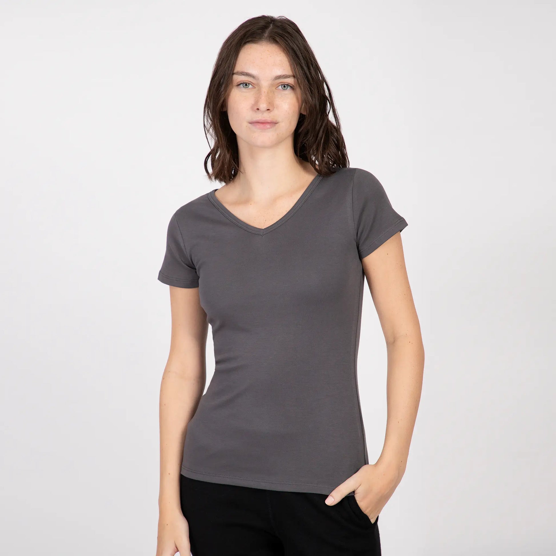 Women's Organic Pima Cotton V-Neck T-Shirt - 100% Plastic-Free | AYA ...